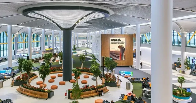 The vast departures hall of Istanbul Airport (IST)